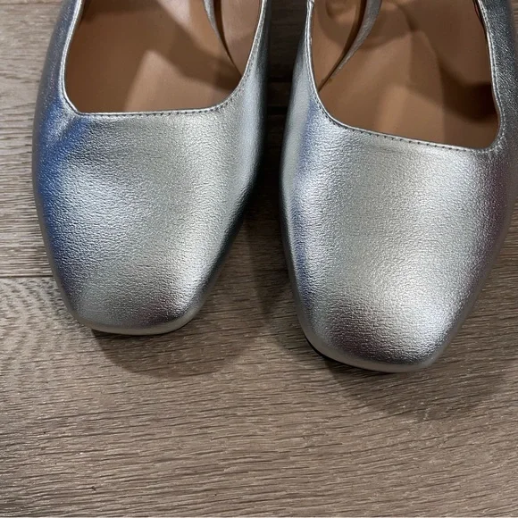 Naturalizer Apple Mary Jane Mules Metallic Silver Buckle 10 - Picture 3 of 8